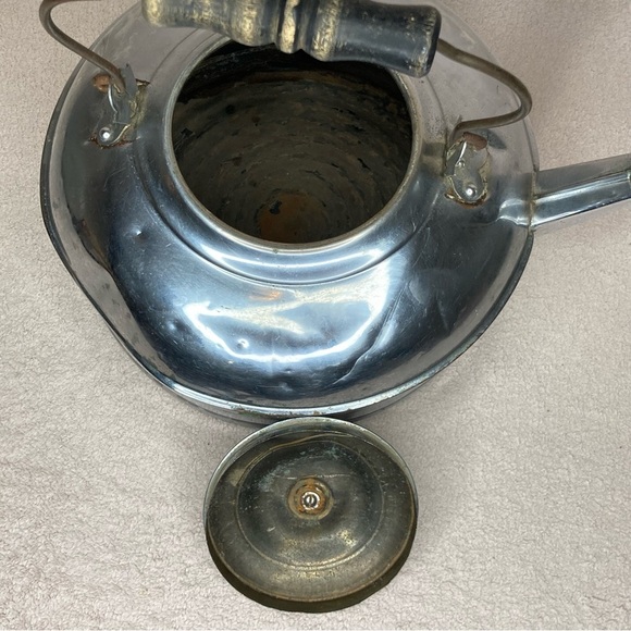 Vintage/Antique Metal Teapot Rustic Farm Decor-Wooden Handle-Lid-Vtg-Retro-Older - Picture 6 of 10
